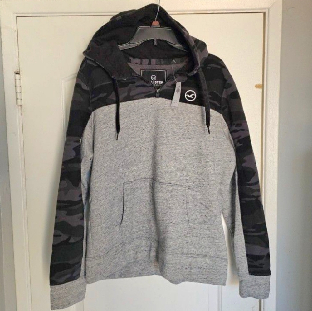 Men's Hollister quarter zip hoodie camouflage